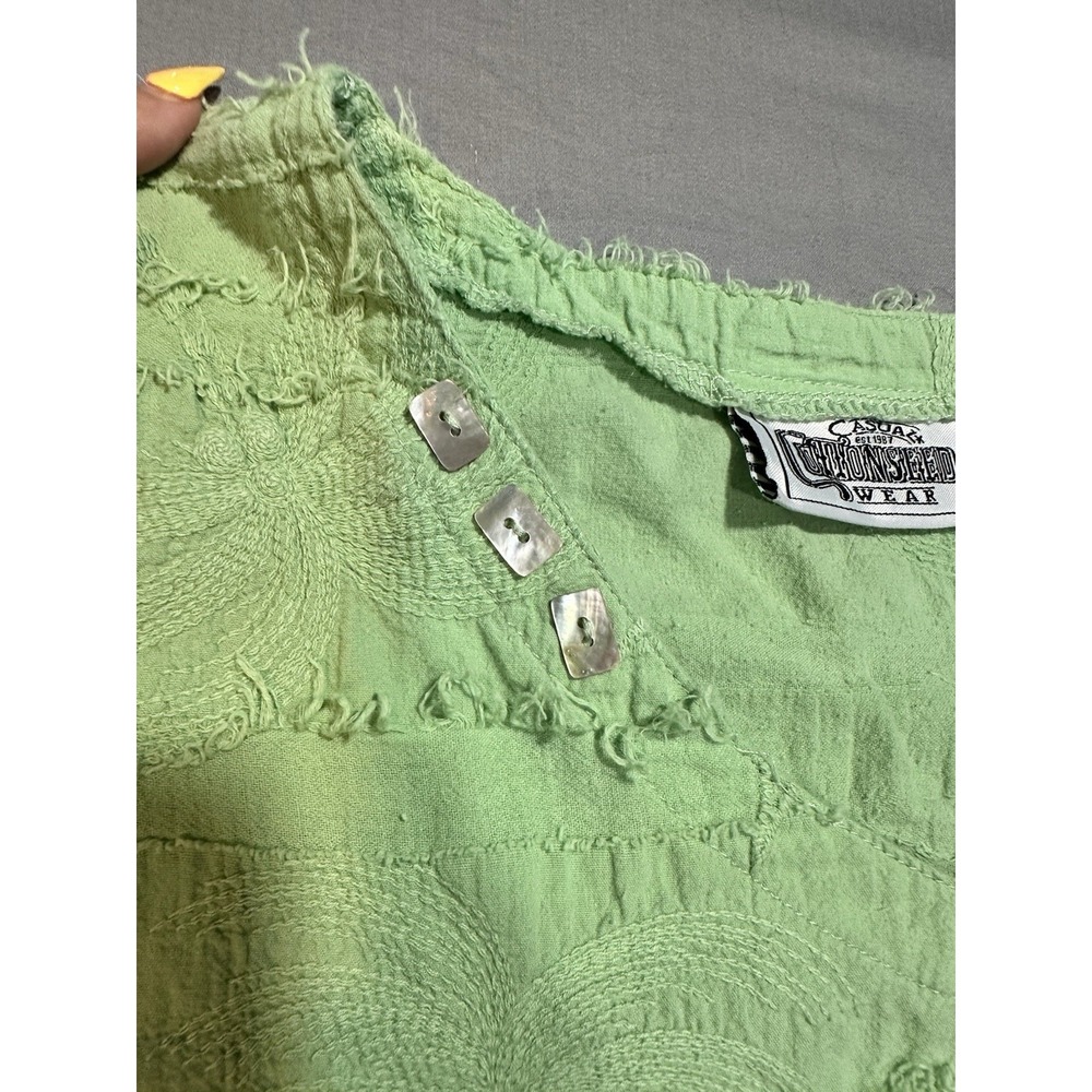 Cottonseed Lime Green Embroidered Floral Tunic Top L - Picture 4 of 8